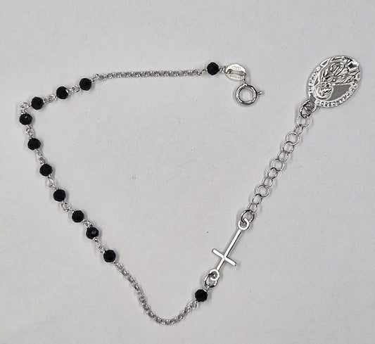 Bracciale Rosario San Francesco di Paola in Argento e Agata nera - BR.RO.SF.2 Amanthia Argento Bianco