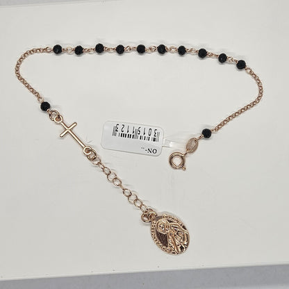 Bracciale Rosario San Francesco di Paola in Argento e Agata nera - BR.RO.SF.2 Amanthia