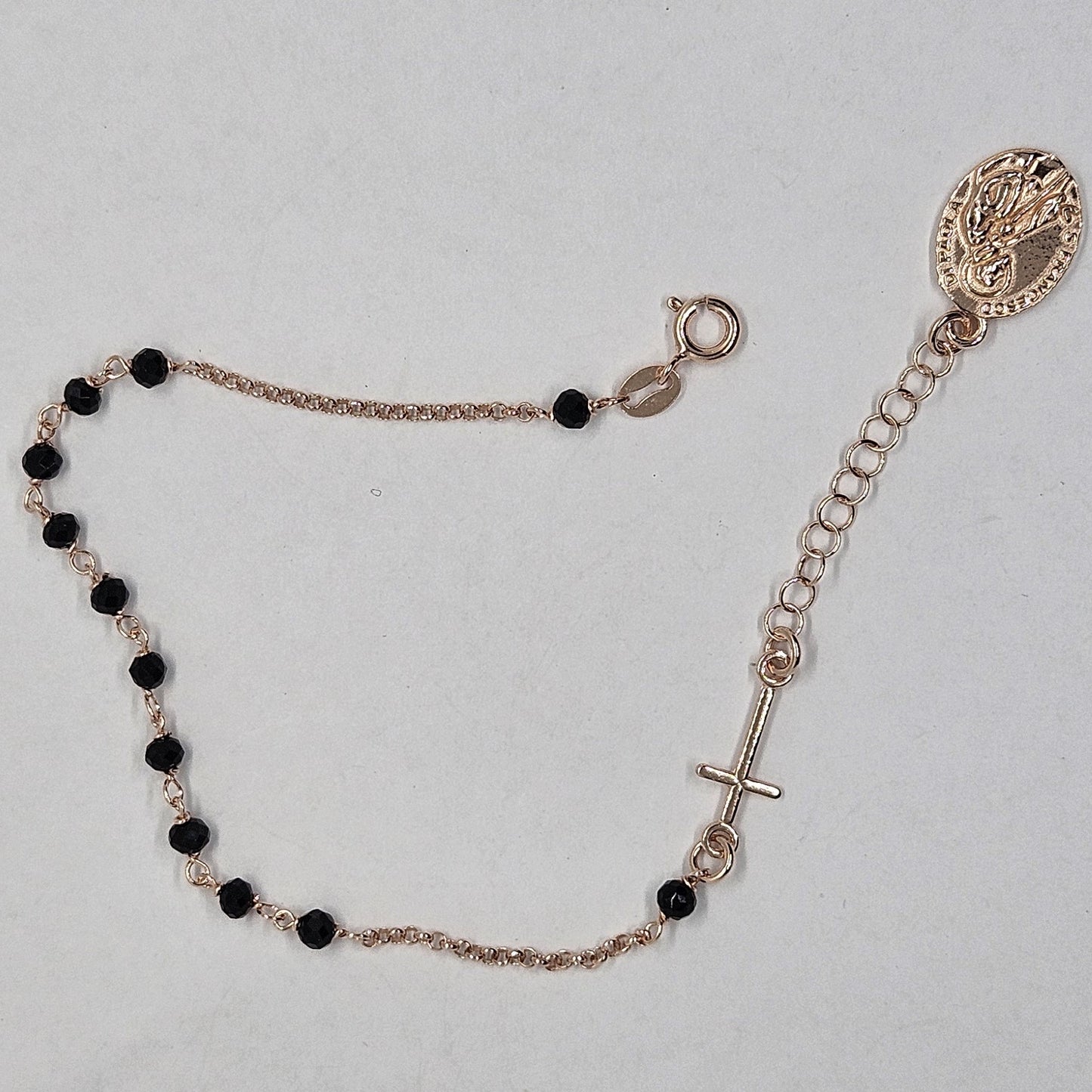 Bracciale Rosario San Francesco di Paola in Argento e Agata nera - BR.RO.SF.2 Amanthia Argento Rosa