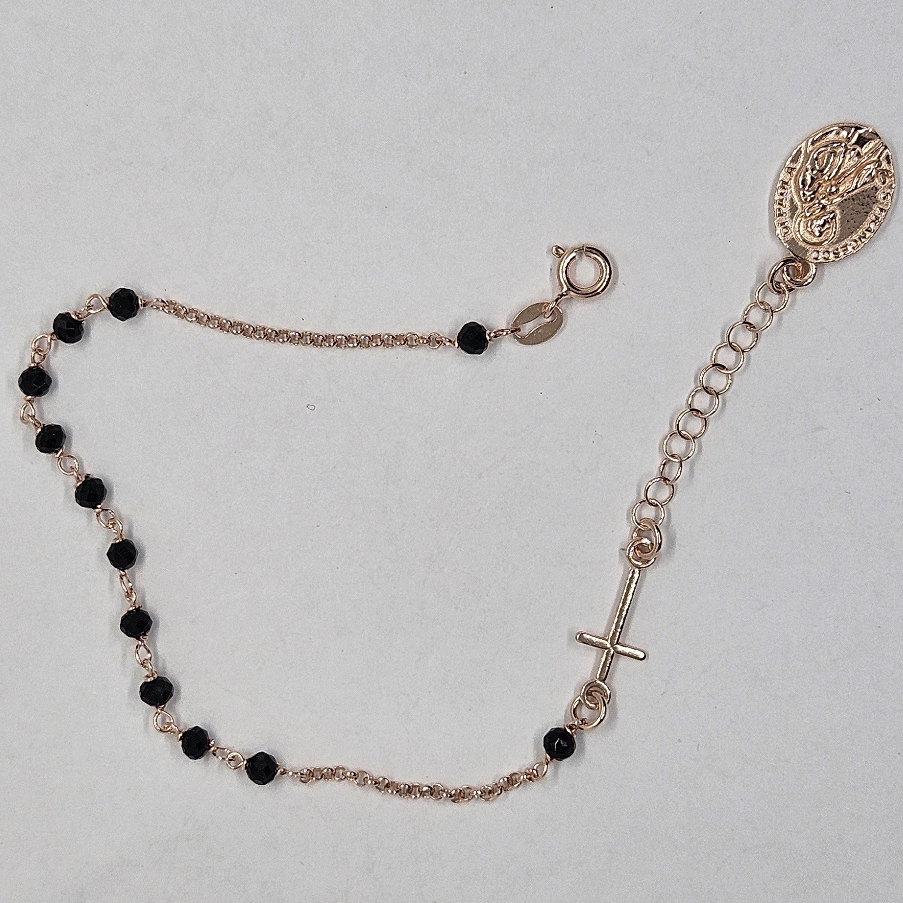 Bracciale Rosario San Francesco di Paola in Argento e Agata nera - BR.RO.SF.2 Amanthia Argento Rosa