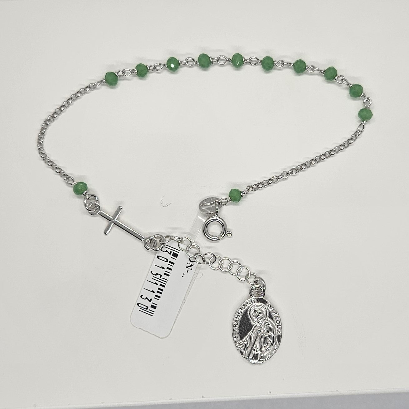 Bracciale Rosario San Francesco di Paola in Argento e Agata verde - BR.RO.SF.3 Amanthia