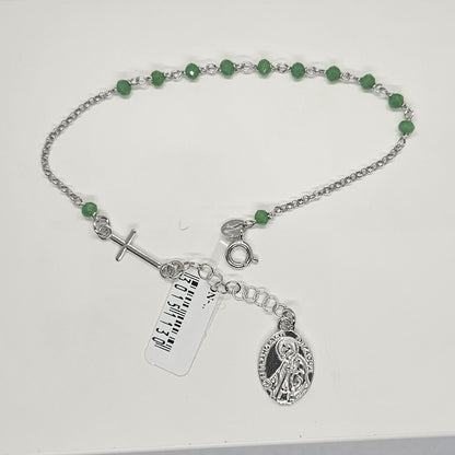 Bracciale Rosario San Francesco di Paola in Argento e Agata verde - BR.RO.SF.3 Amanthia
