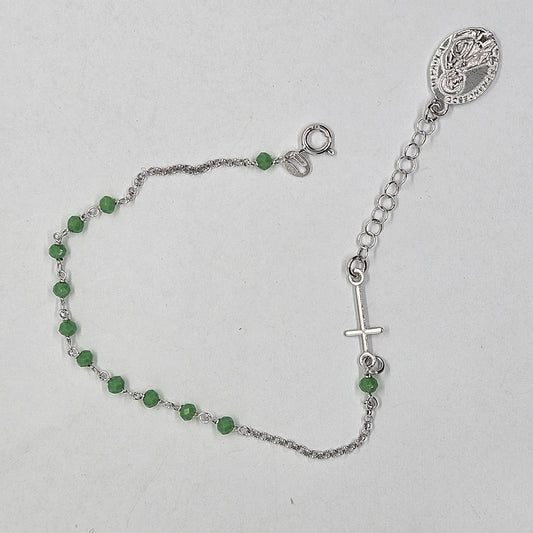 Bracciale Rosario San Francesco di Paola in Argento e Agata verde - BR.RO.SF.3 Amanthia Argento Bianco