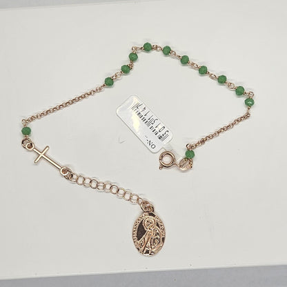 Bracciale Rosario San Francesco di Paola in Argento e Agata verde - BR.RO.SF.3 Amanthia