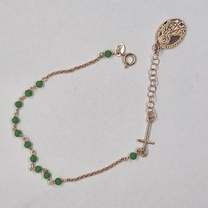 Bracciale Rosario San Francesco di Paola in Argento e Agata verde - BR.RO.SF.3 Amanthia Argento Rosa