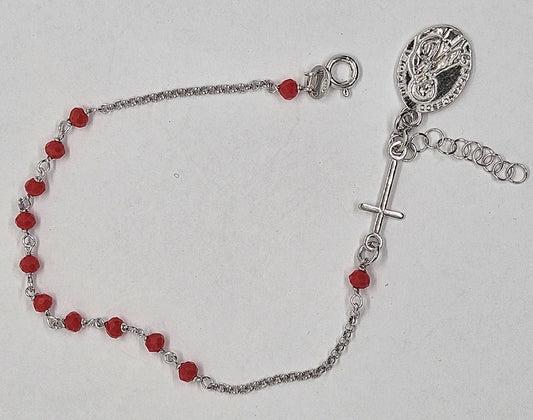 Bracciale Rosario San Francesco di Paola in Argento e Agata rossa - BR.RO.SF.4 Amanthia Argento Bianco