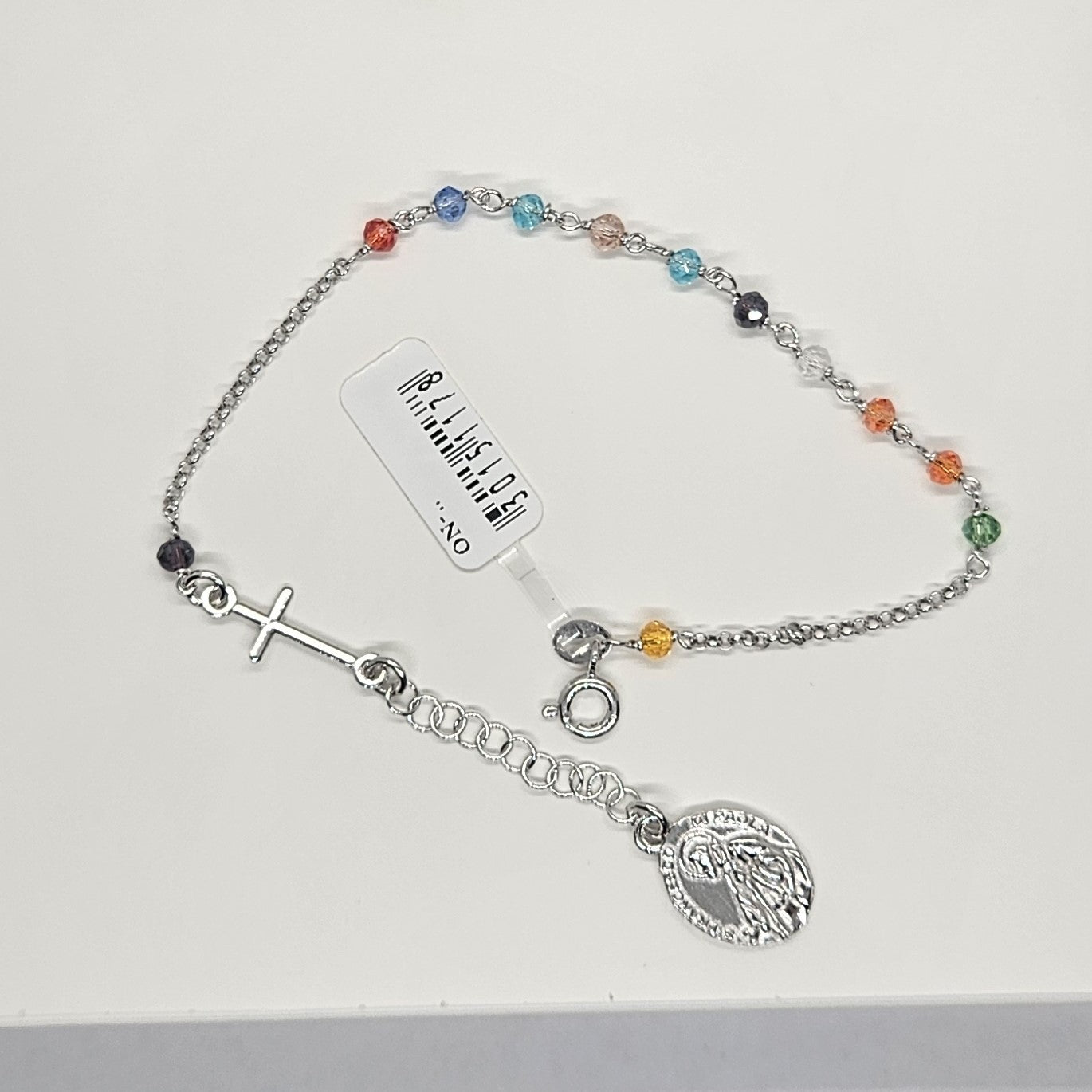 Bracciale Rosario San Francesco di Paola in Argento e Agata multicolor - BR.RO.SF.5 Amanthia