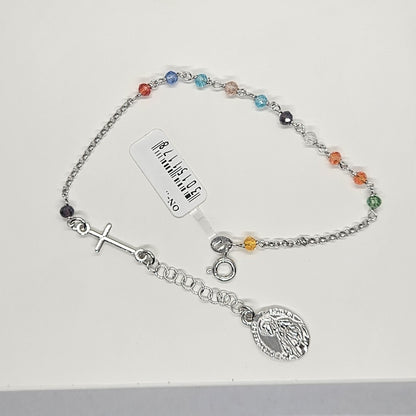 Bracciale Rosario San Francesco di Paola in Argento e Agata multicolor - BR.RO.SF.5 Amanthia