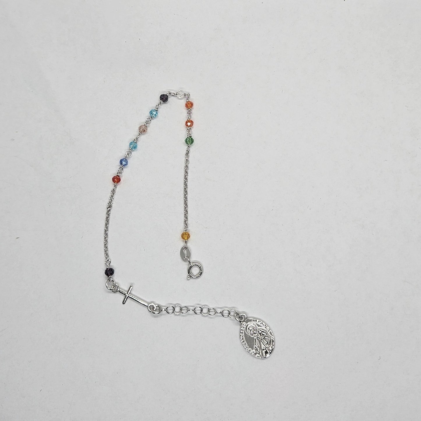 Bracciale Rosario San Francesco di Paola in Argento e Agata multicolor - BR.RO.SF.5 Amanthia Argento Bianco