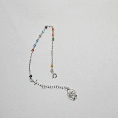 Bracciale Rosario San Francesco di Paola in Argento e Agata multicolor - BR.RO.SF.5 Amanthia Argento Bianco