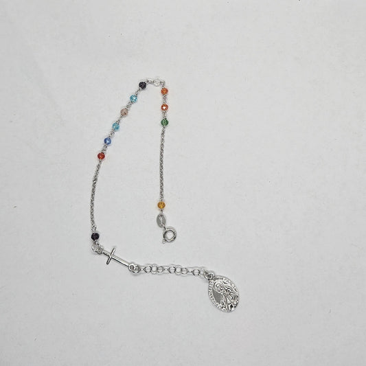 Bracciale Rosario San Francesco di Paola in Argento e Agata multicolor - BR.RO.SF.5 Amanthia Argento Bianco