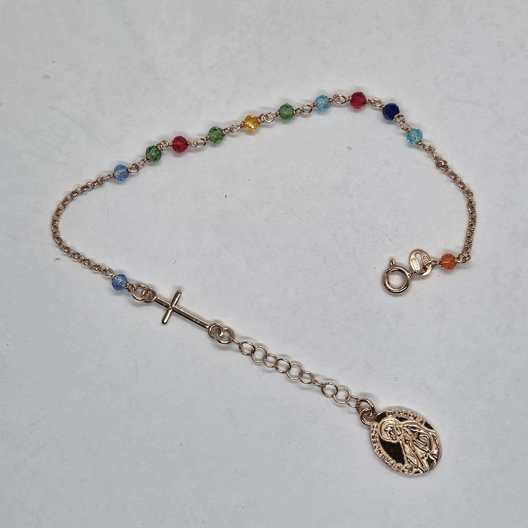 Bracciale Rosario San Francesco di Paola in Argento e Agata multicolor - BR.RO.SF.5 Amanthia Argento Rosa