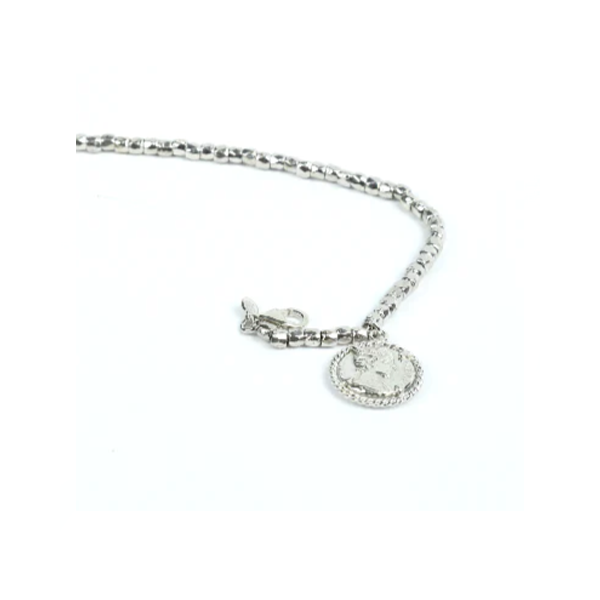 Bracciale con moneta dorata - BR.059  Amanthia Bianco  
