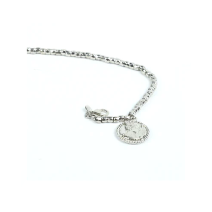 Bracciale con moneta dorata - BR.059  Amanthia Bianco  