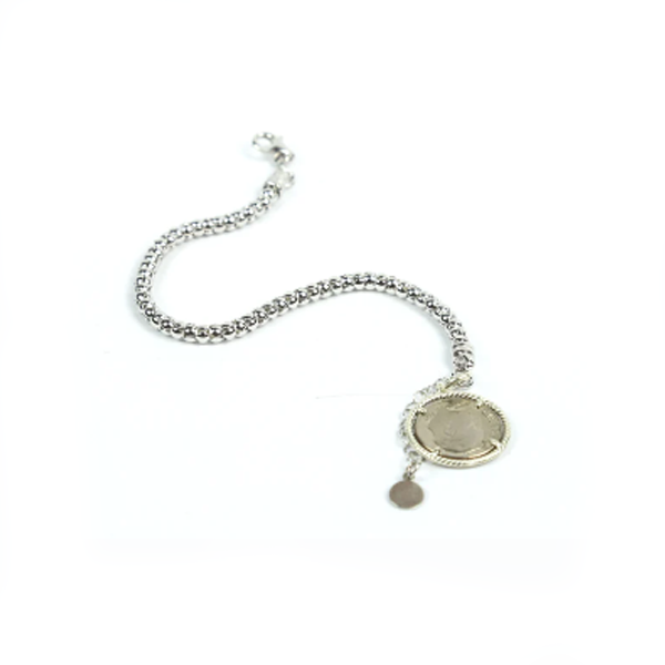 Bracciale calza moneta 500 Lire d'epoca - BR.086  Amanthia Dollaro Bianco 