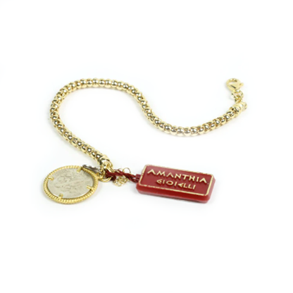 Bracciale calza dorato con moneta d'epoca - BR.085  Amanthia Dollaro Dorato 