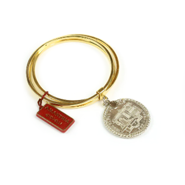 Bracciale rigido 3 fili Argento dorato con moneta d'epoca - BR.019  Amanthia Lira Argento Bianco 