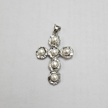 Ciondolo Croce Argento e Perle CIONDOLO Amanthia Argento bianco