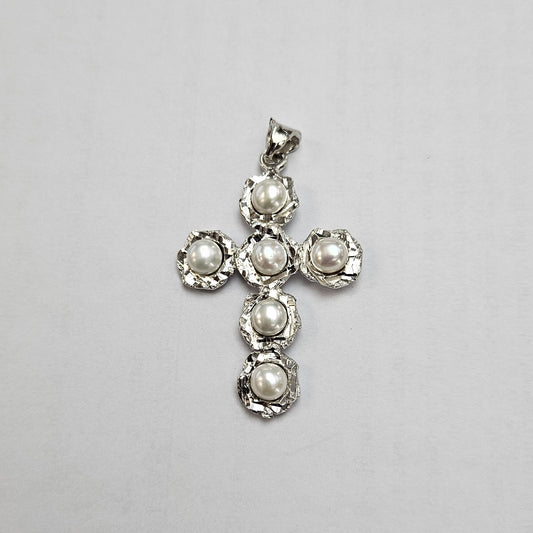 Ciondolo Croce Argento e Perle CIONDOLO Amanthia Argento bianco