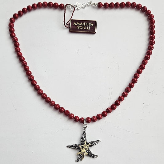 Collana pc pasta corallo con Stella Marina  Amanthia   