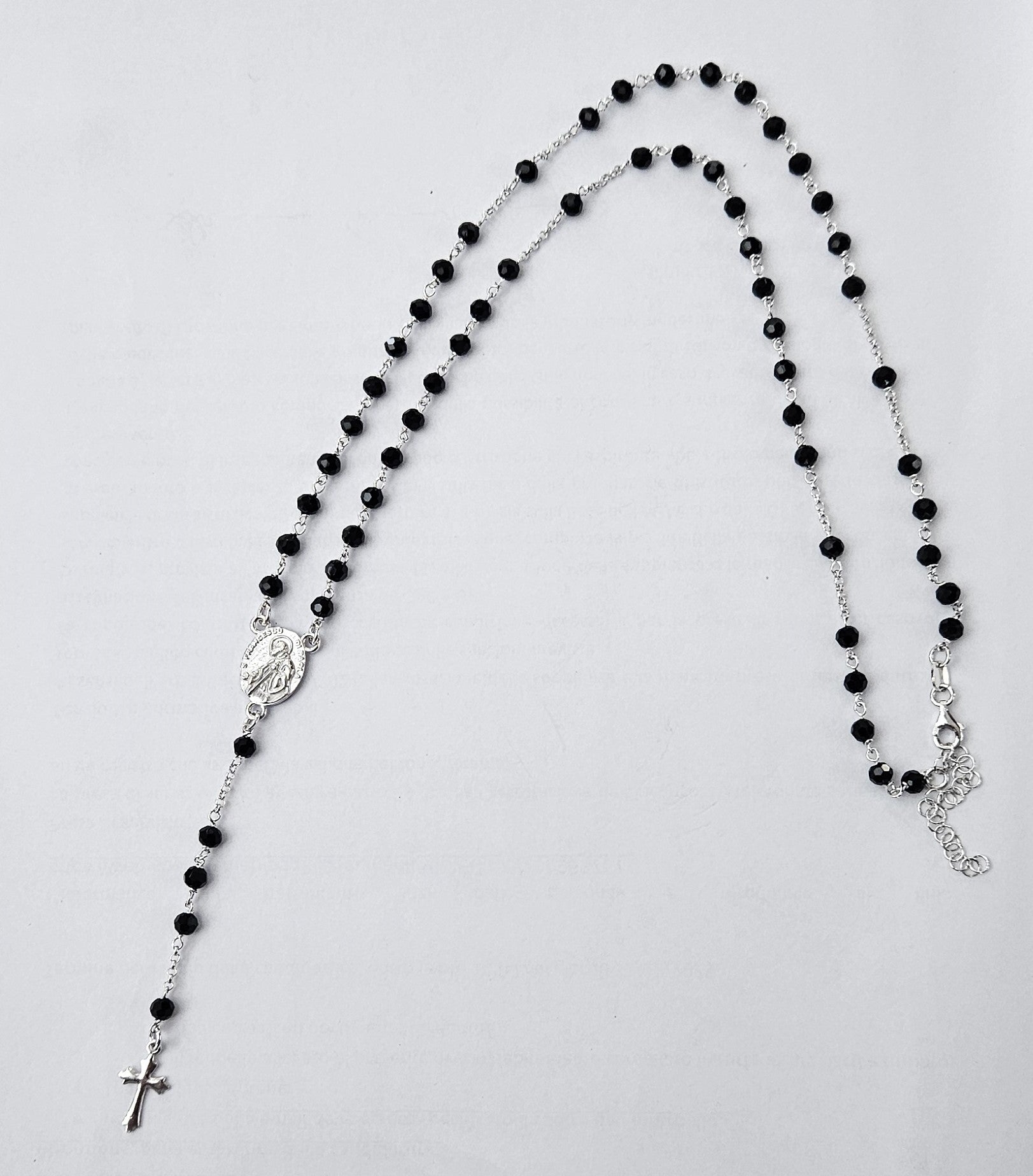 Collana Rosario San Francesco di Paola in Argento e Agata nera - CO.SF.NER Amanthia