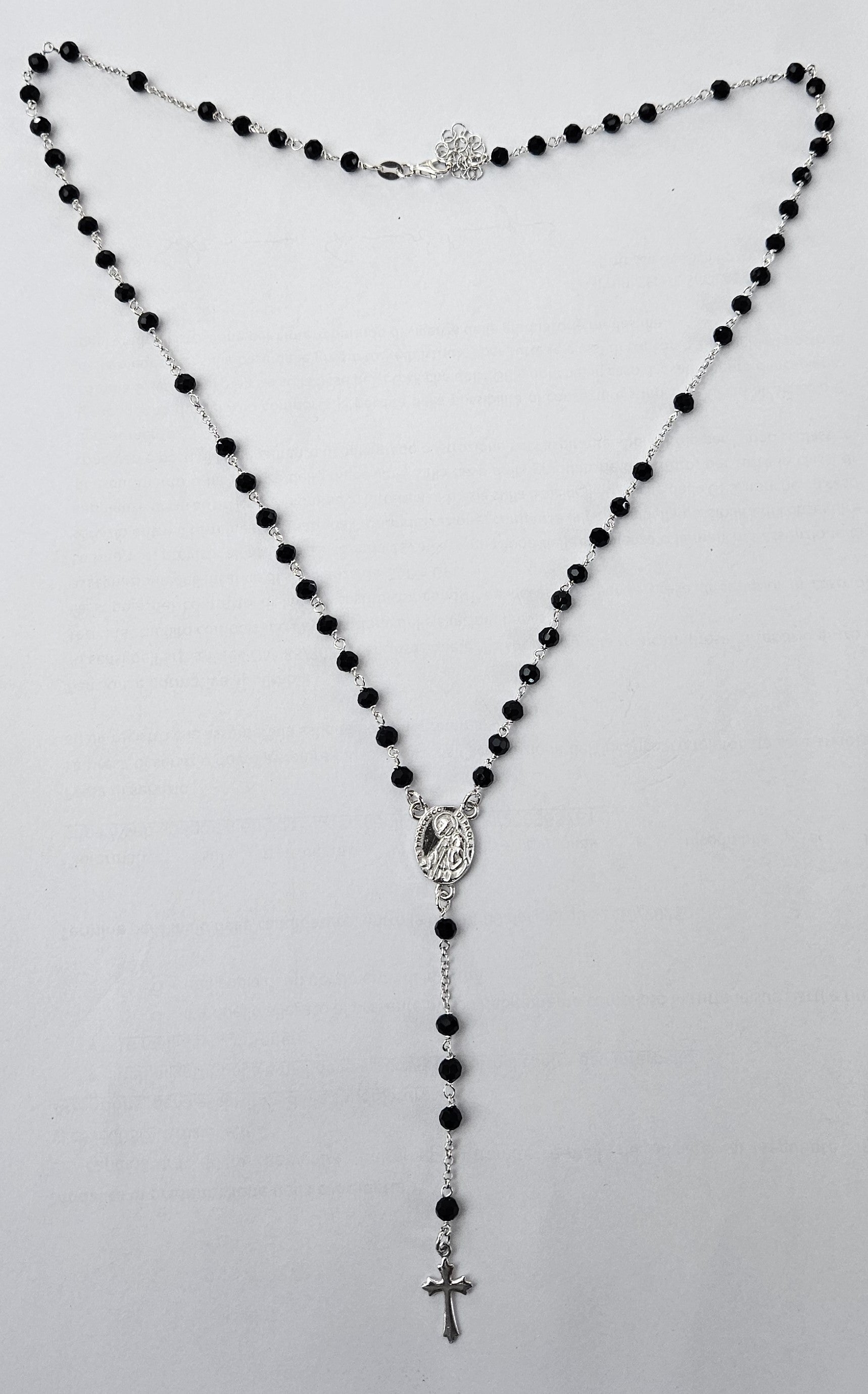 Collana Rosario San Francesco di Paola in Argento e Agata nera - CO.SF.NER Amanthia