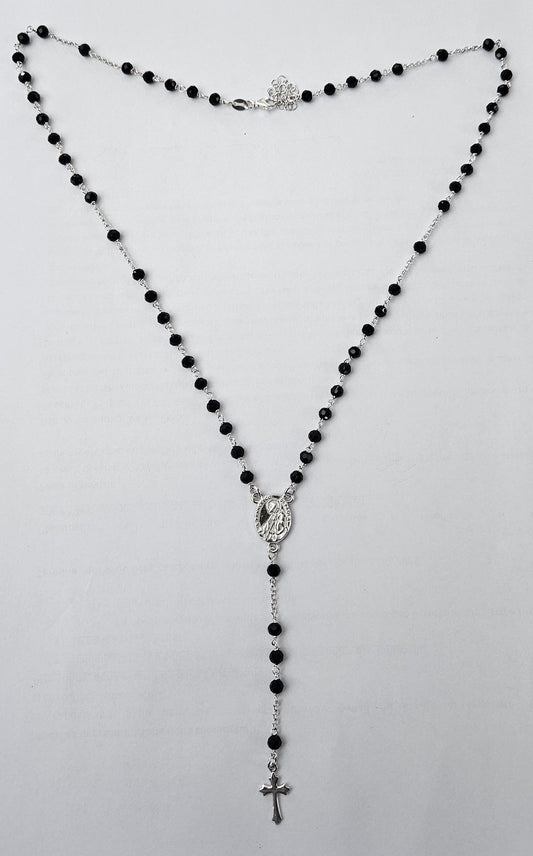 Collana Rosario San Francesco di Paola in Argento e Agata nera - CO.SF.NER Amanthia