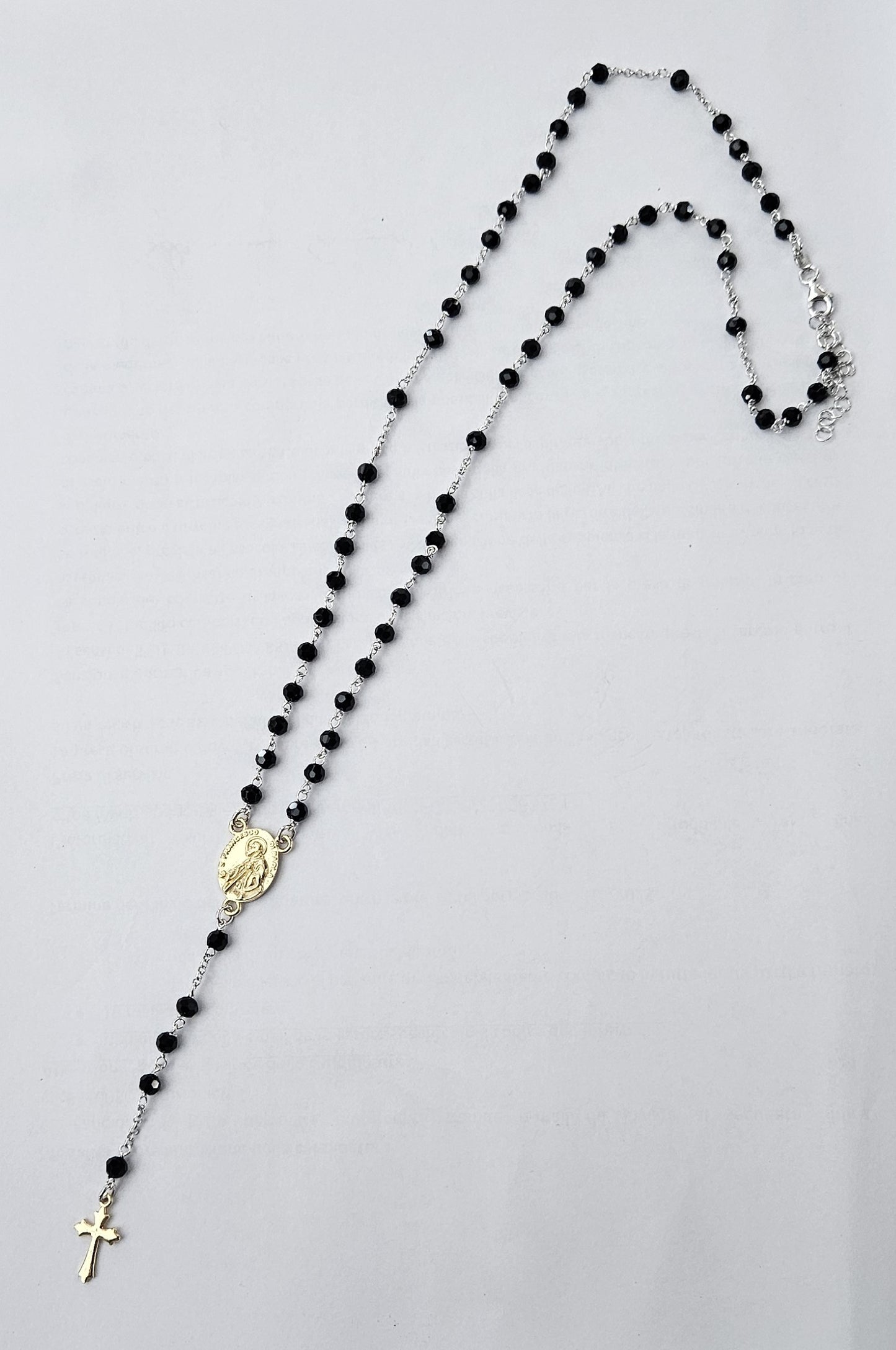 Collana Rosario San Francesco di Paola in Argento e Agata nera - CO.SF.NER Amanthia