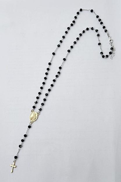 Collana Rosario San Francesco di Paola in Argento e Agata nera - CO.SF.NER Amanthia