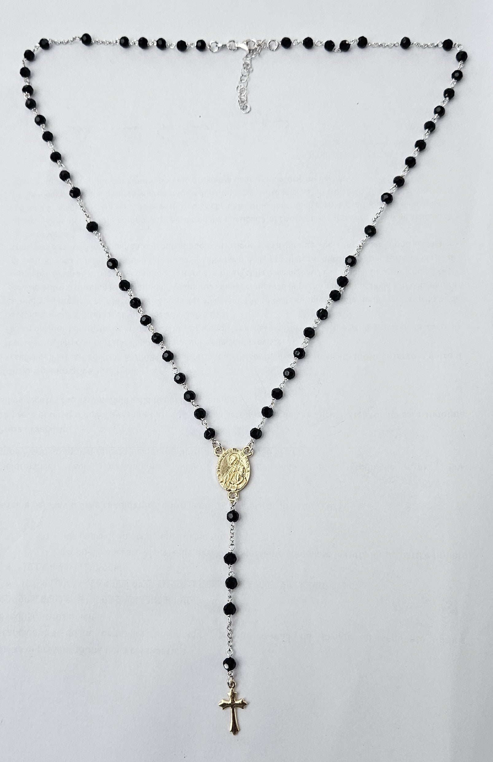 Collana Rosario San Francesco di Paola in Argento e Agata nera - CO.SF.NER Amanthia