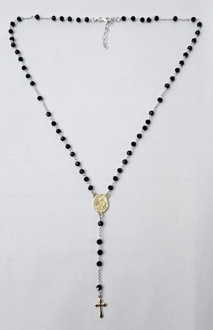 Collana Rosario San Francesco di Paola in Argento e Agata nera - CO.SF.NER Amanthia