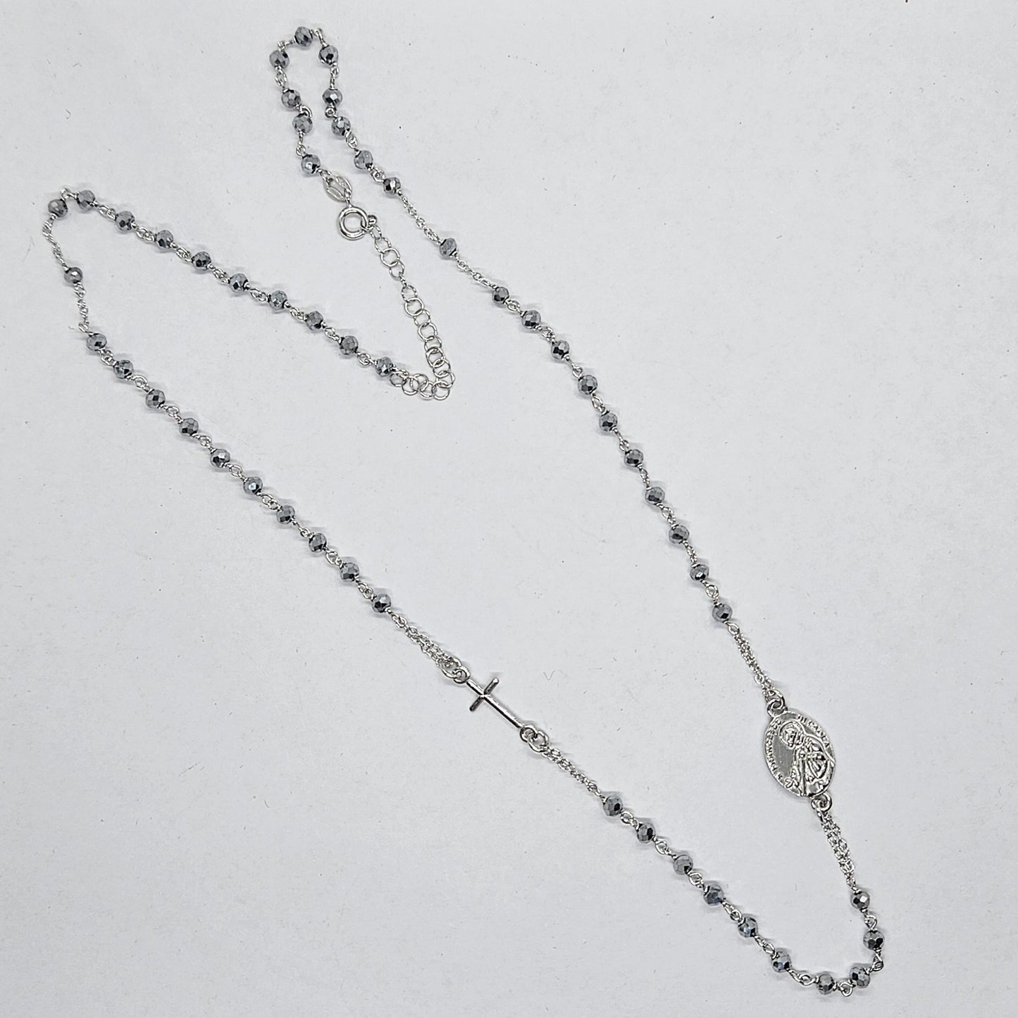 Collana Rosario San Francesco di Paola in Argento e Ematite - CO.RO.SF.1 Amanthia