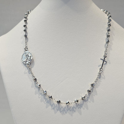 Collana Rosario San Francesco di Paola in Argento e Ematite - CO.RO.SF.1 Amanthia Argento bianco