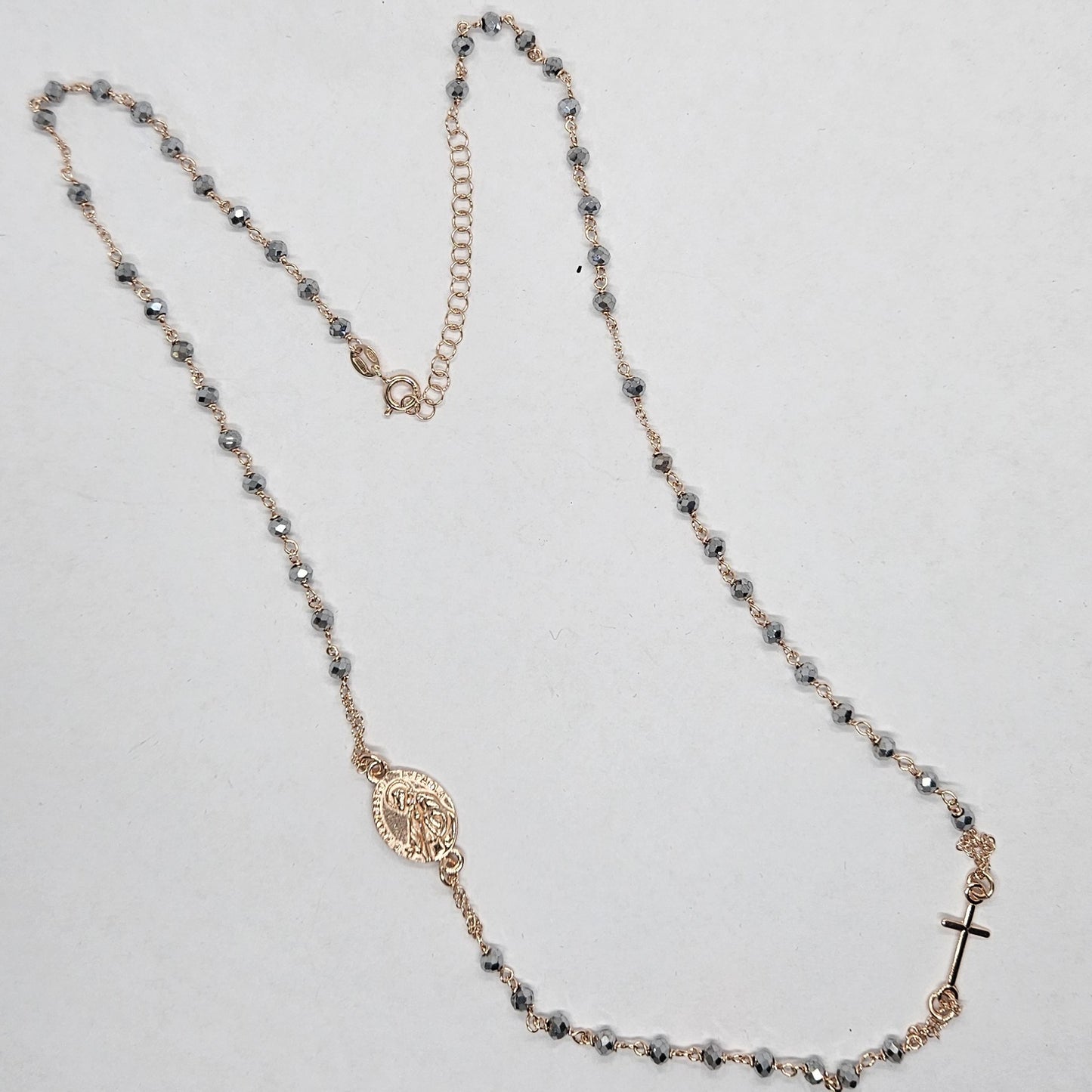 Collana Rosario San Francesco di Paola in Argento e Ematite - CO.RO.SF.1 Amanthia