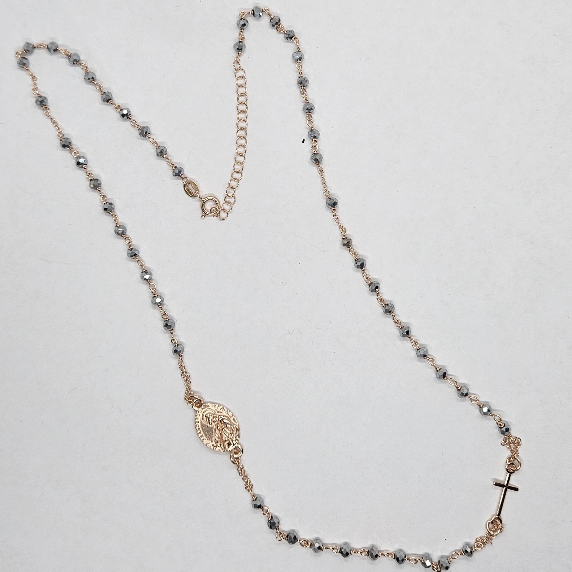 Collana Rosario San Francesco di Paola in Argento e Ematite - CO.RO.SF.1 Amanthia