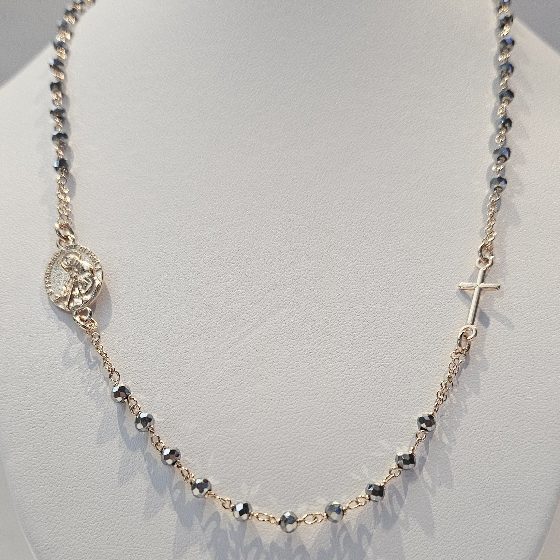 Collana Rosario San Francesco di Paola in Argento e Ematite - CO.RO.SF.1 Amanthia