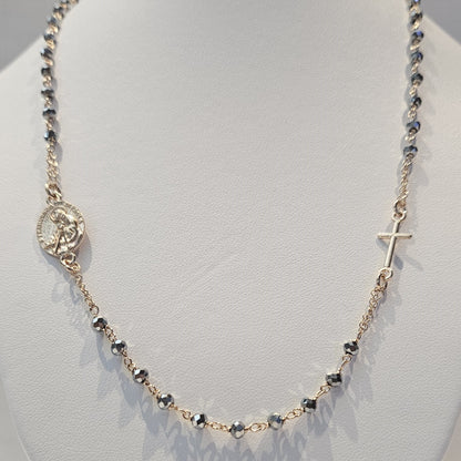 Collana Rosario San Francesco di Paola in Argento e Ematite - CO.RO.SF.1 Amanthia