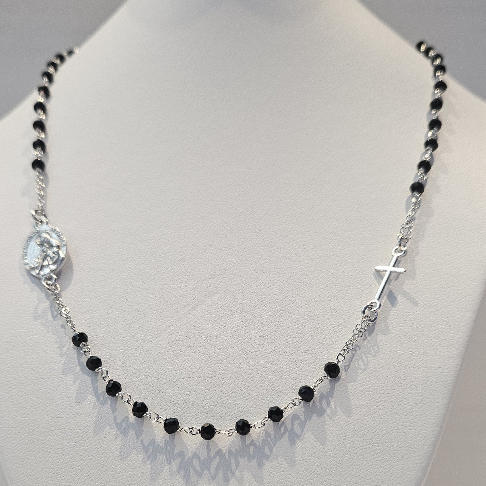 Collana Rosario San Francesco di Paola in Argento e Agata nera - CO.RO.SF.2 Amanthia