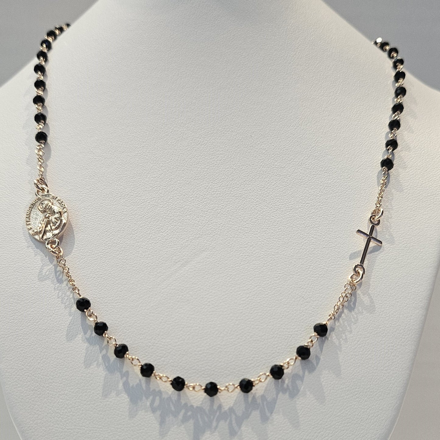 Collana Rosario San Francesco di Paola in Argento e Agata nera - CO.RO.SF.2 Amanthia