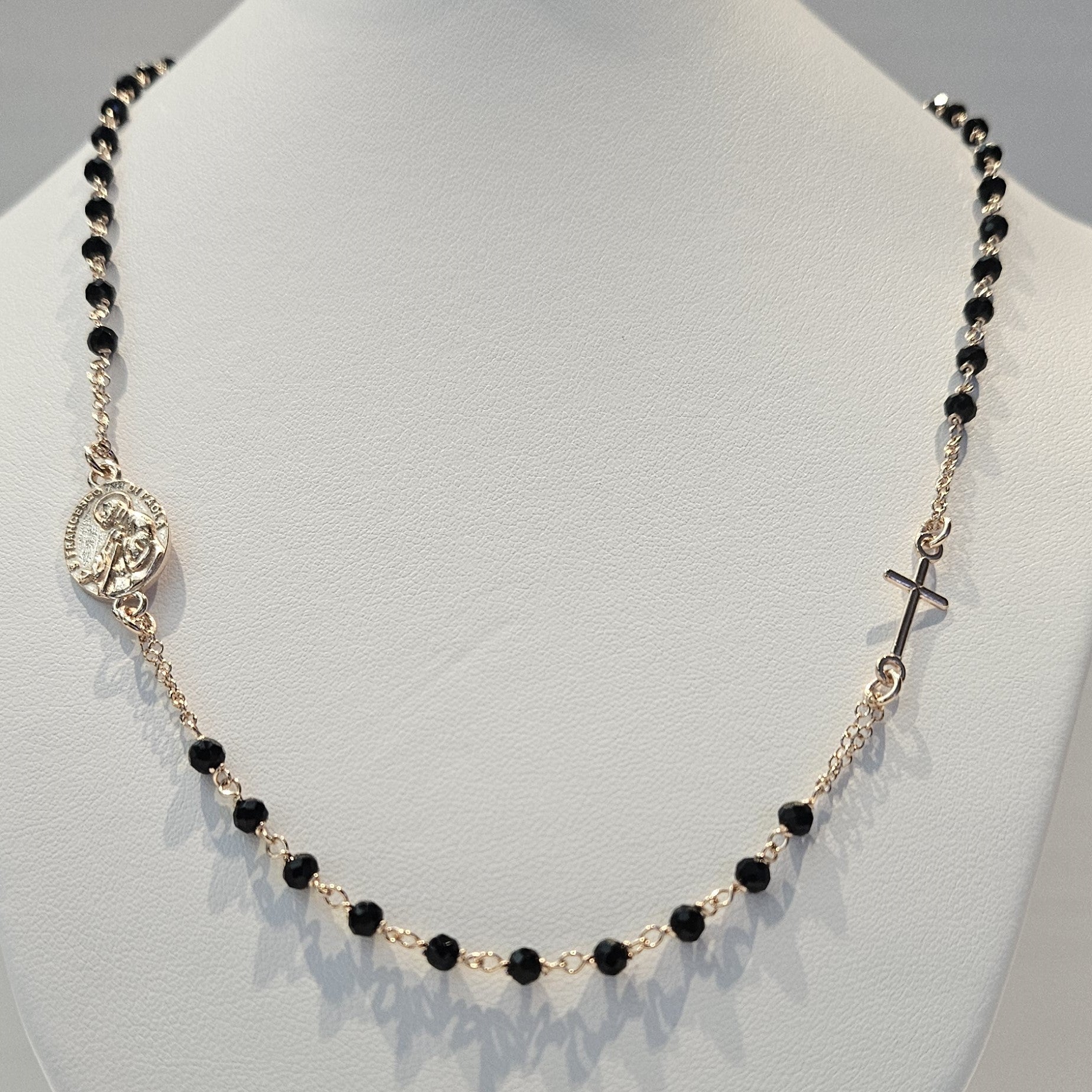 Collana Rosario San Francesco di Paola in Argento e Agata nera - CO.RO.SF.2 Amanthia