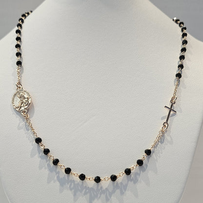 Collana Rosario San Francesco di Paola in Argento e Agata nera - CO.RO.SF.2 Amanthia