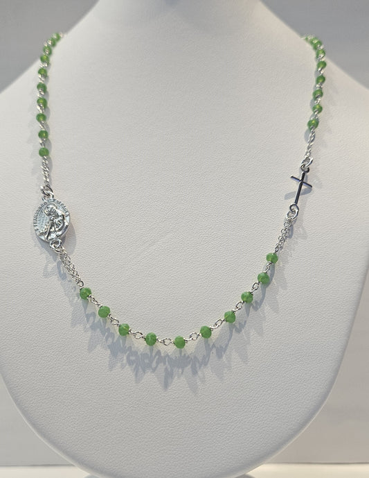 Collana Rosario San Francesco di Paola in Argento e Agata verde - CO.RO.SF.3 Amanthia