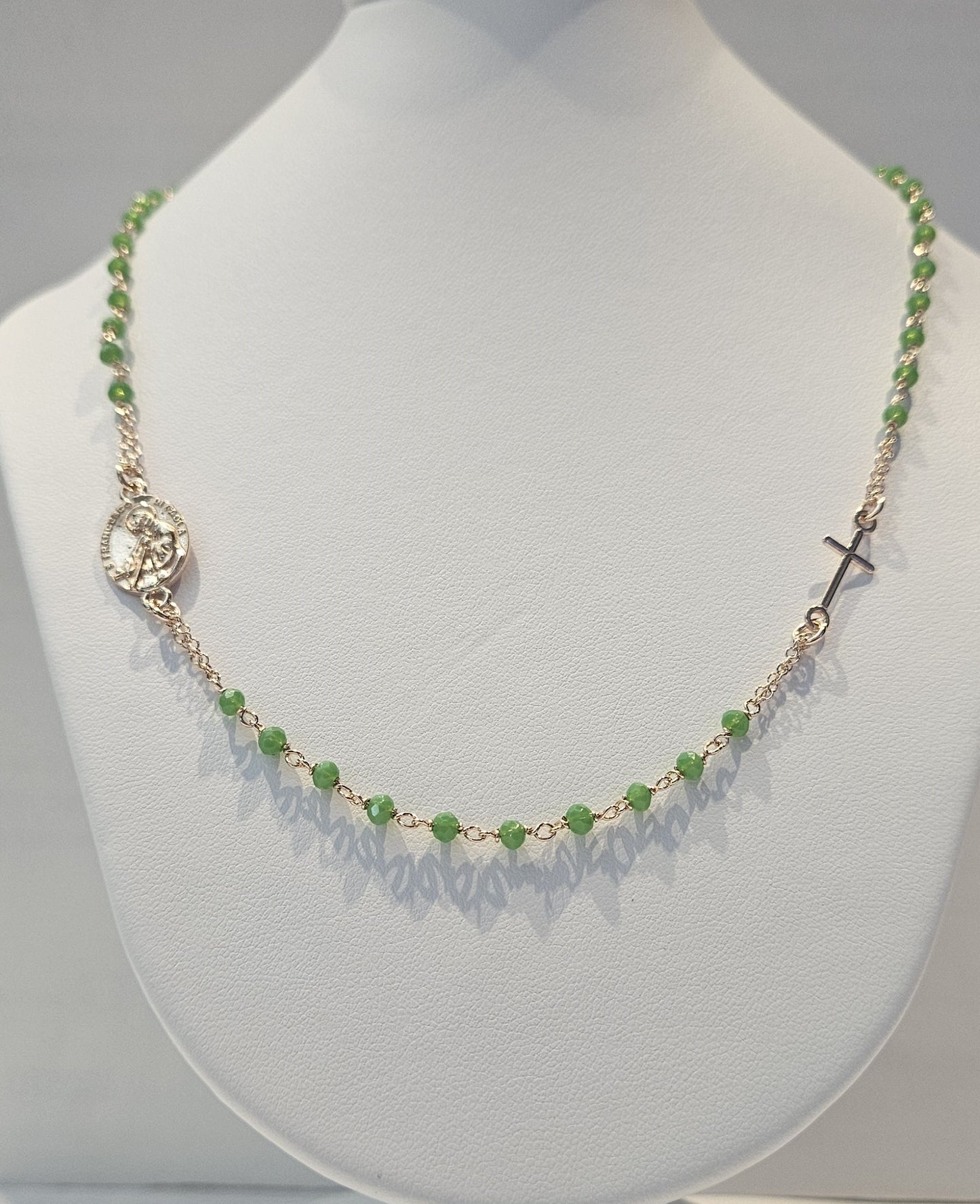 Collana Rosario San Francesco di Paola in Argento e Agata verde - CO.RO.SF.3 Amanthia