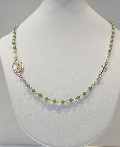 Collana Rosario San Francesco di Paola in Argento e Agata verde - CO.RO.SF.3 Amanthia