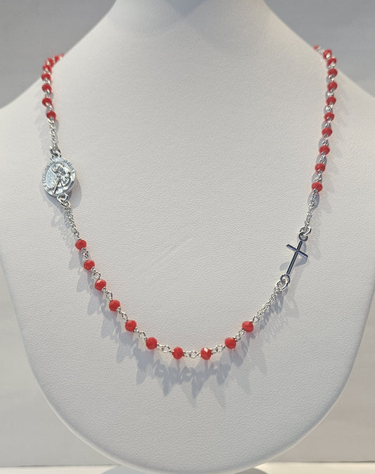 Collana Rosario San Francesco di Paola in Argento e Agata rossa - CO.RO.SF.4 Amanthia