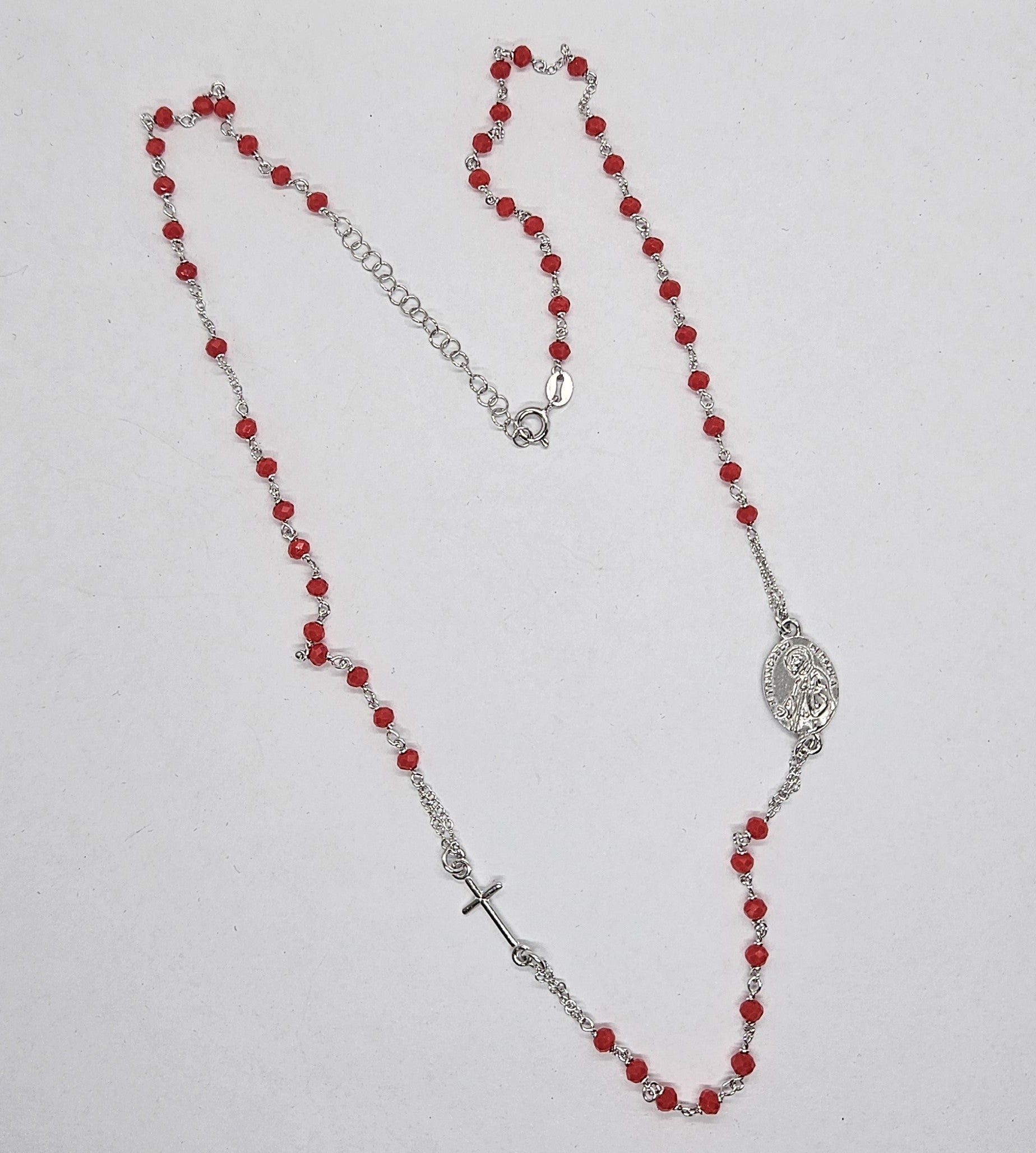 Collana Rosario San Francesco di Paola in Argento e Agata rossa - CO.RO.SF.4 Amanthia