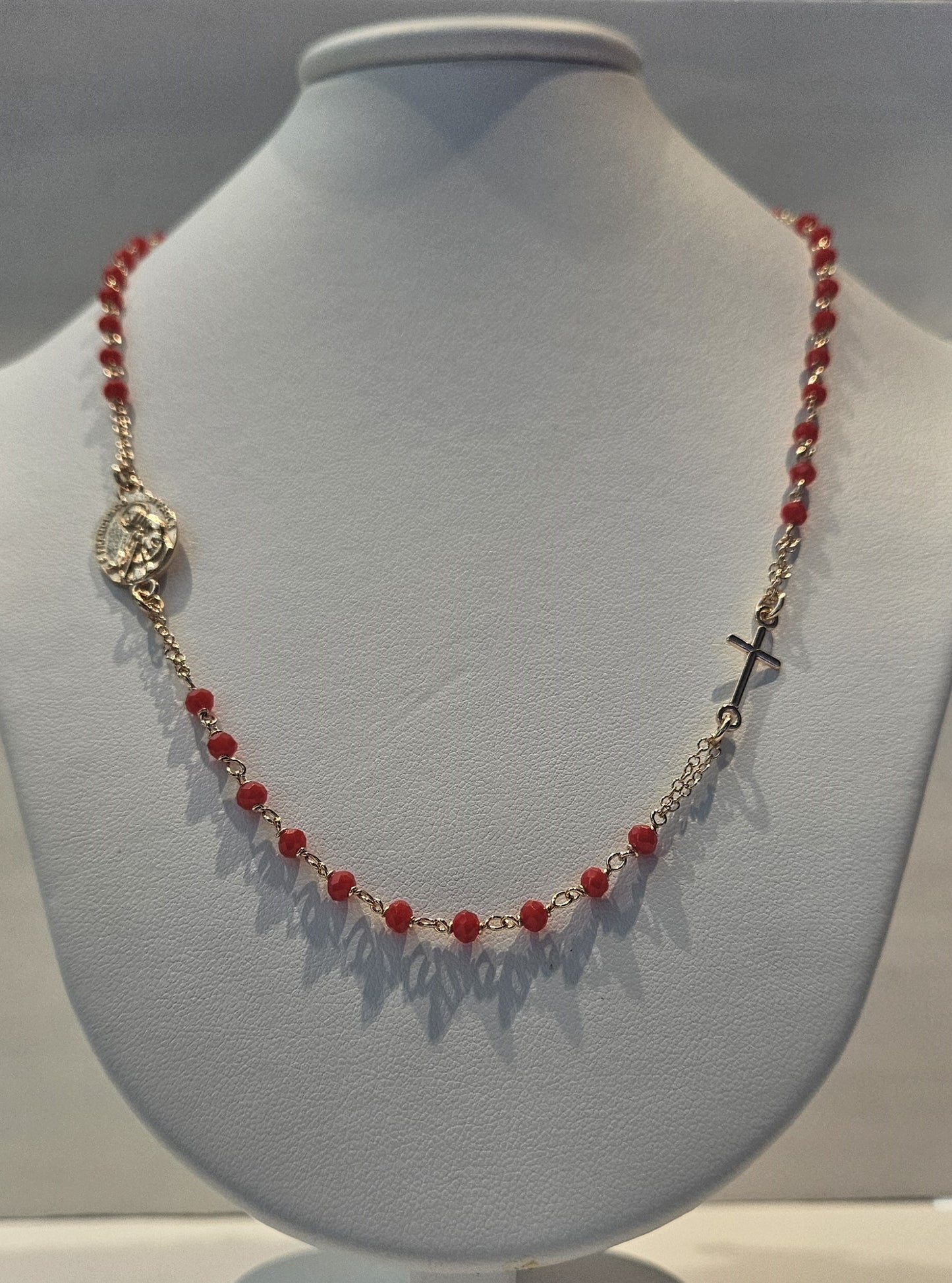 Collana Rosario San Francesco di Paola in Argento e Agata rossa - CO.RO.SF.4 Amanthia