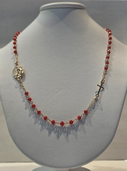 Collana Rosario San Francesco di Paola in Argento e Agata rossa - CO.RO.SF.4 Amanthia