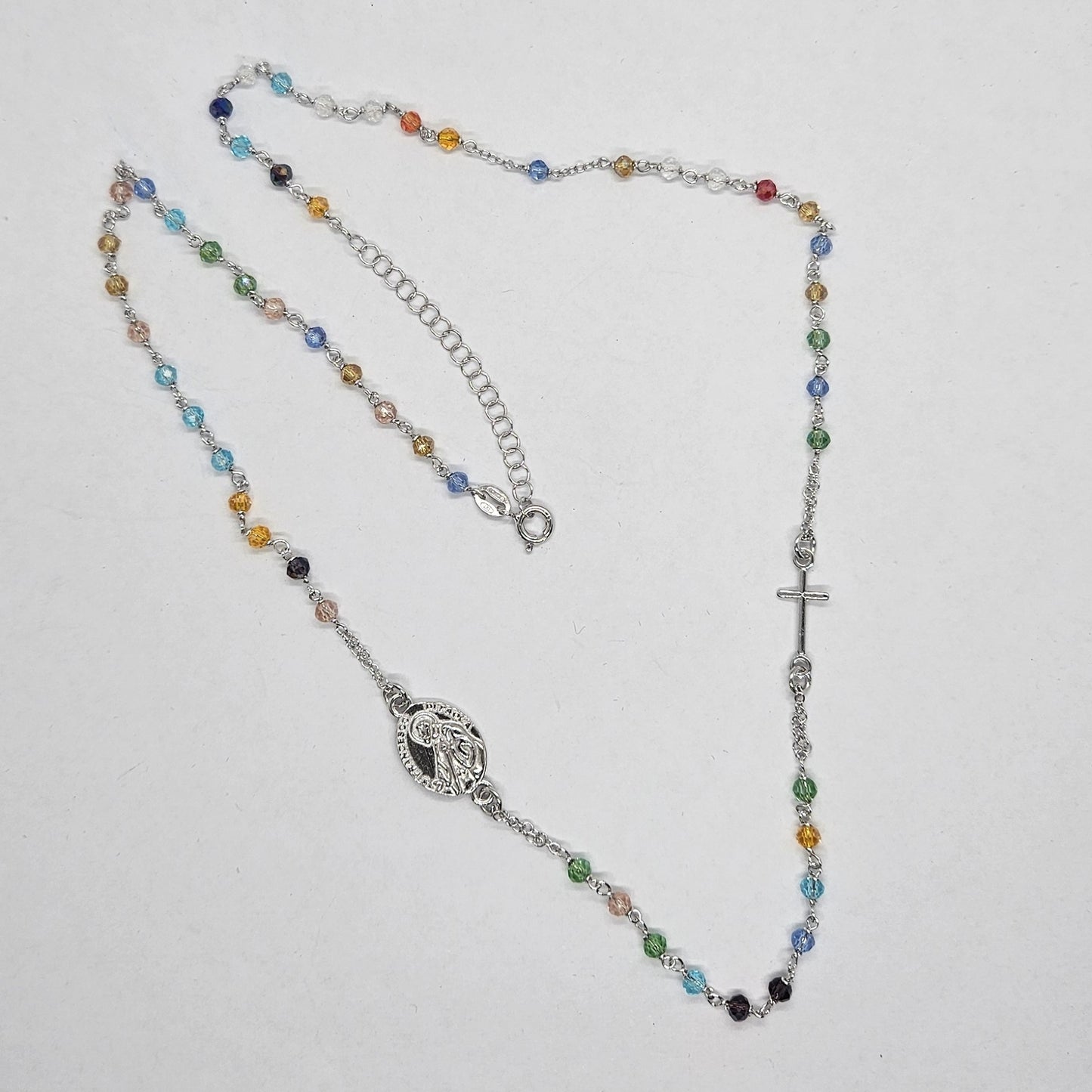 Collana Rosario San Francesco di Paola in Argento e Agata multicolor - CO.RO.SF.5 Amanthia