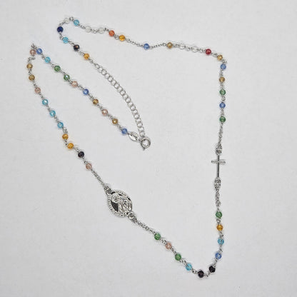 Collana Rosario San Francesco di Paola in Argento e Agata multicolor - CO.RO.SF.5 Amanthia